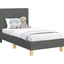 vidaXL Peuterbedframe met hoofdbord Donkergrijs 70 x 140 cm Stof