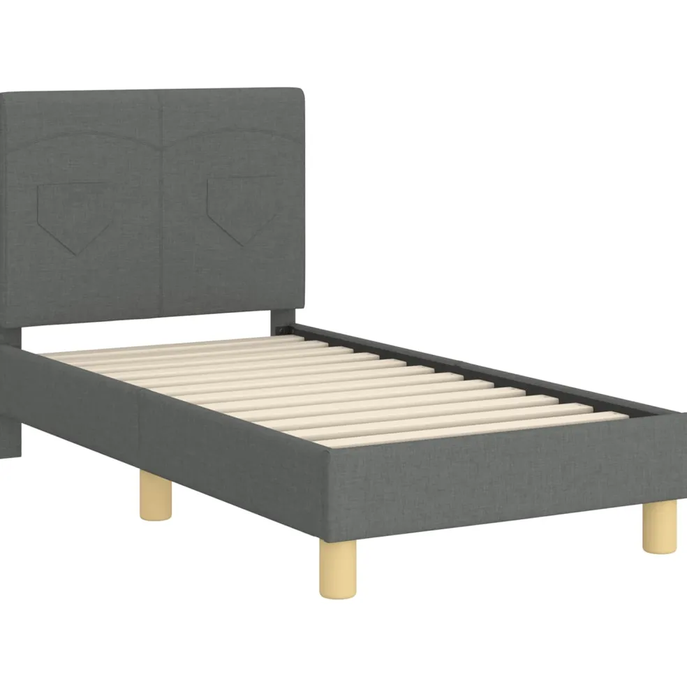 vidaXL Peuterbedframe met hoofdbord Donkergrijs 70 x 140 cm Stof