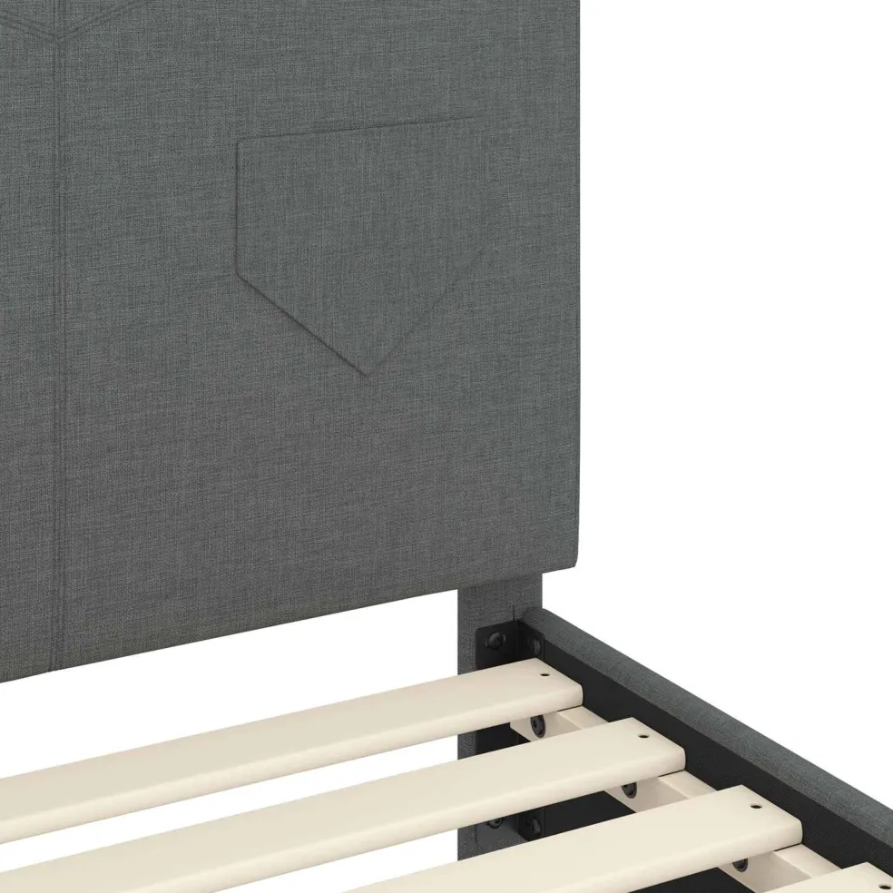 vidaXL Peuterbedframe met hoofdbord Donkergrijs 70 x 140 cm Stof