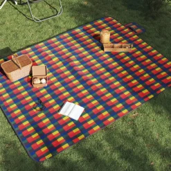 vidaXL Picknickkleed opvouwbaar geruit 200x150 cm fluweel meerkleurig