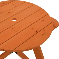 vidaXL Picknicktafel voor 4 kinderen met parasol rond vurenhout