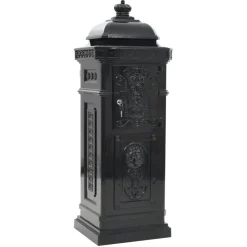 vidaXL Pilaar brievenbus vintage stijl roestbestendig aluminium zwart