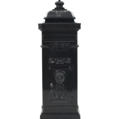 vidaXL Pilaar brievenbus vintage stijl roestbestendig aluminium zwart
