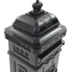 vidaXL Pilaar brievenbus vintage stijl roestbestendig aluminium zwart