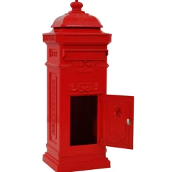 vidaXL Pilaar brievenbus vintage stijl roestbestendig aluminium rood