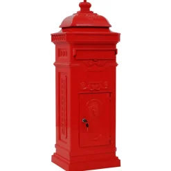 vidaXL Pilaar brievenbus vintage stijl roestbestendig aluminium rood