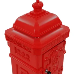 vidaXL Pilaar brievenbus vintage stijl roestbestendig aluminium rood