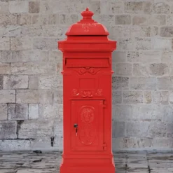 vidaXL Pilaar brievenbus vintage stijl roestbestendig aluminium rood