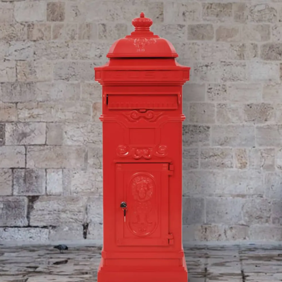 vidaXL Pilaar brievenbus vintage stijl roestbestendig aluminium rood