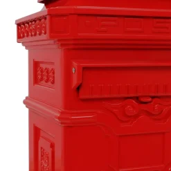 vidaXL Pilaar brievenbus vintage stijl roestbestendig aluminium rood