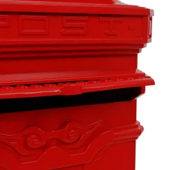vidaXL Pilaar brievenbus vintage stijl roestbestendig aluminium rood