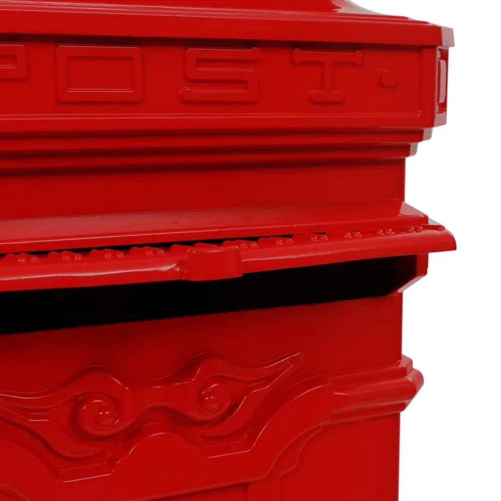 vidaXL Pilaar brievenbus vintage stijl roestbestendig aluminium rood