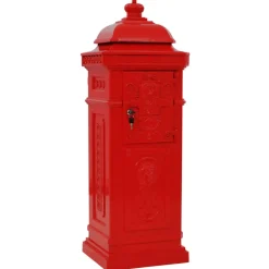vidaXL Pilaar brievenbus vintage stijl roestbestendig aluminium rood
