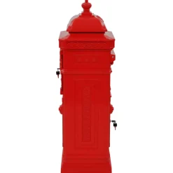vidaXL Pilaar brievenbus vintage stijl roestbestendig aluminium rood