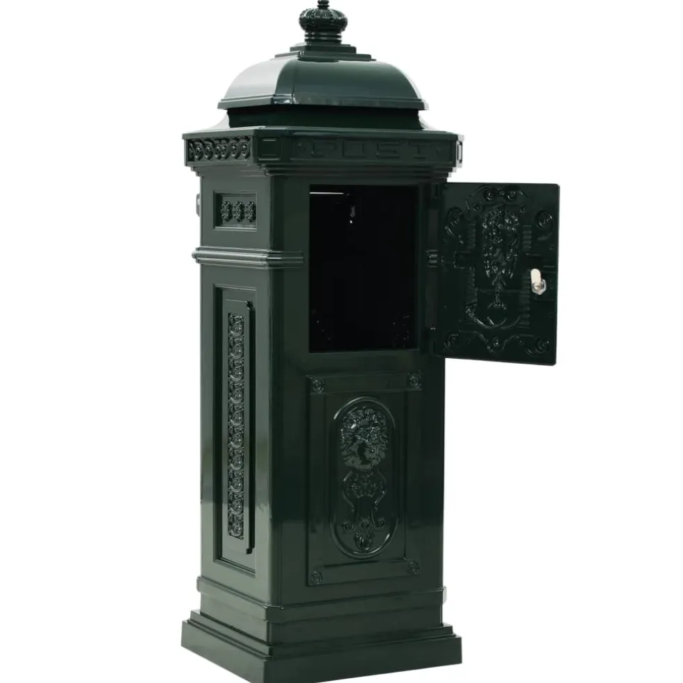 vidaXL Pilaar brievenbus vintage stijl roestbestendig aluminium groen