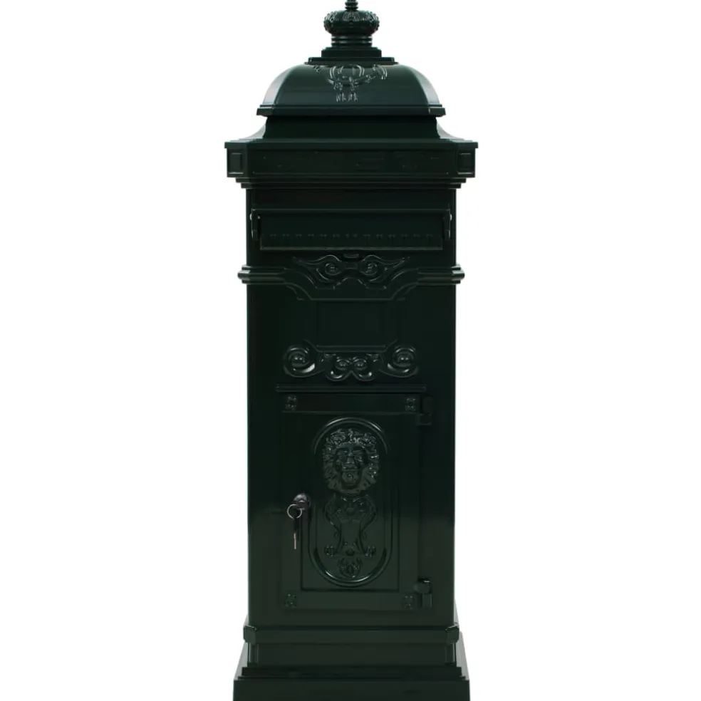 vidaXL Pilaar brievenbus vintage stijl roestbestendig aluminium groen