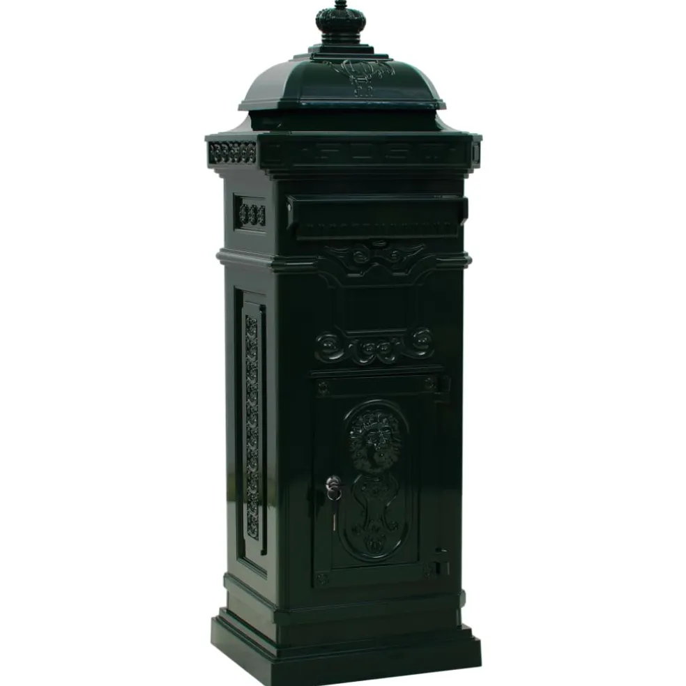 vidaXL Pilaar brievenbus vintage stijl roestbestendig aluminium groen