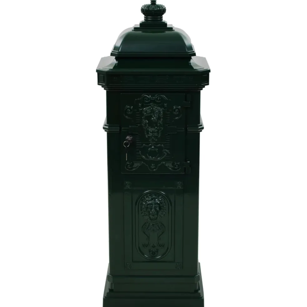 vidaXL Pilaar brievenbus vintage stijl roestbestendig aluminium groen