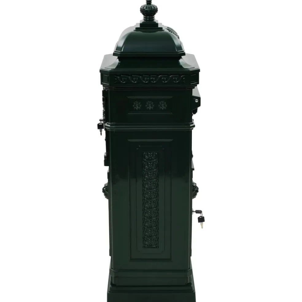 vidaXL Pilaar brievenbus vintage stijl roestbestendig aluminium groen