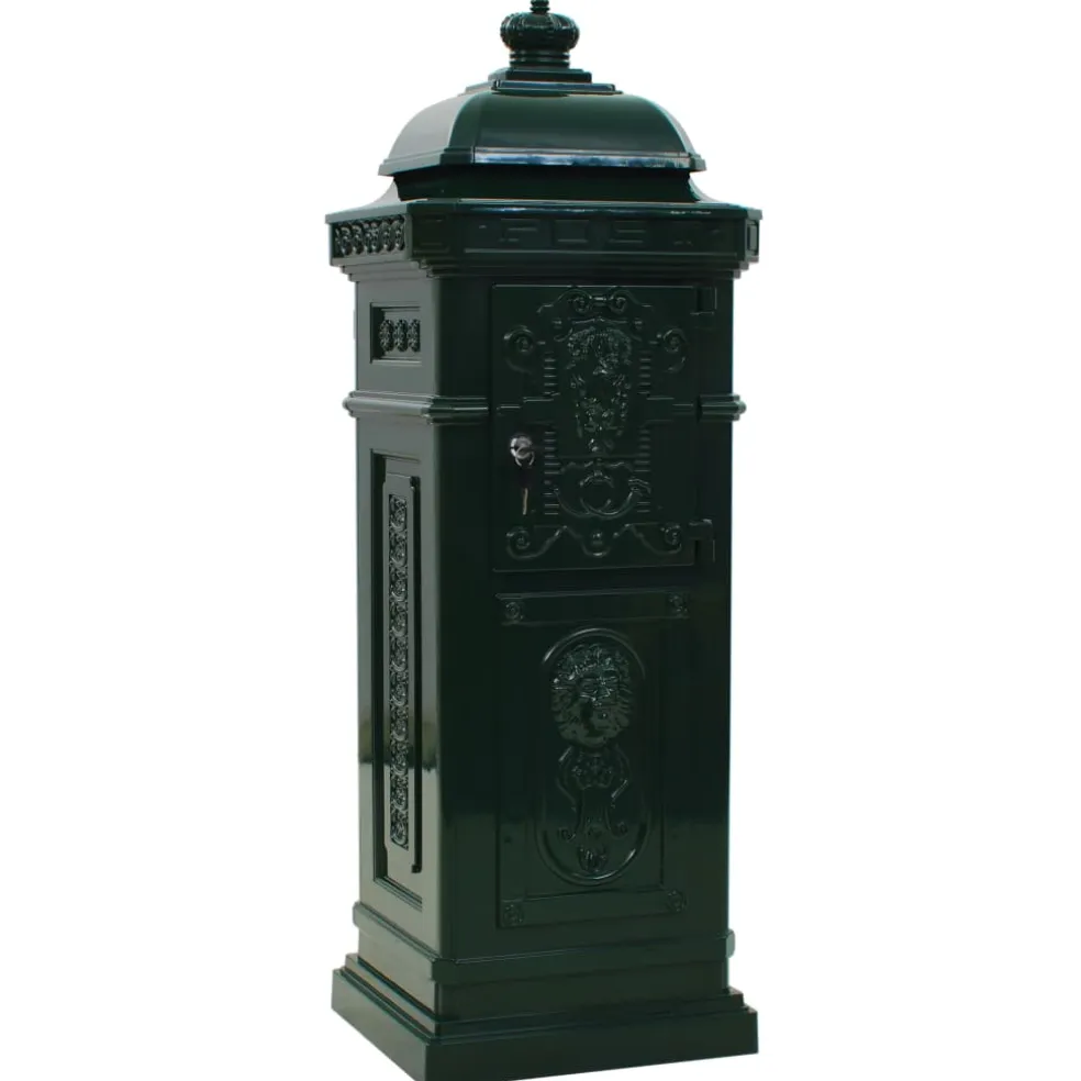 vidaXL Pilaar brievenbus vintage stijl roestbestendig aluminium groen