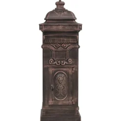 vidaXL Pilaar brievenbus vintage stijl roestbestendig aluminium brons