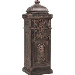 vidaXL Pilaar brievenbus vintage stijl roestbestendig aluminium brons