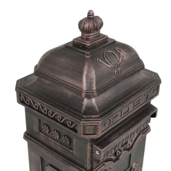 vidaXL Pilaar brievenbus vintage stijl roestbestendig aluminium brons