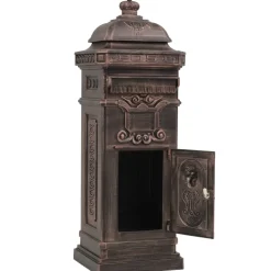 vidaXL Pilaar brievenbus vintage stijl roestbestendig aluminium brons