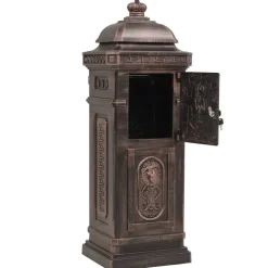 vidaXL Pilaar brievenbus vintage stijl roestbestendig aluminium brons