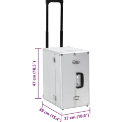 vidaXL Pilotentrolley 47x39x27 cm aluminium zilverkleurig