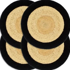 vidaXL Placemats 6 st 38 cm jute en katoen natuurlijk en groen