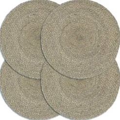 vidaXL Placemats 4 st rond 38 cm jute effen grijs