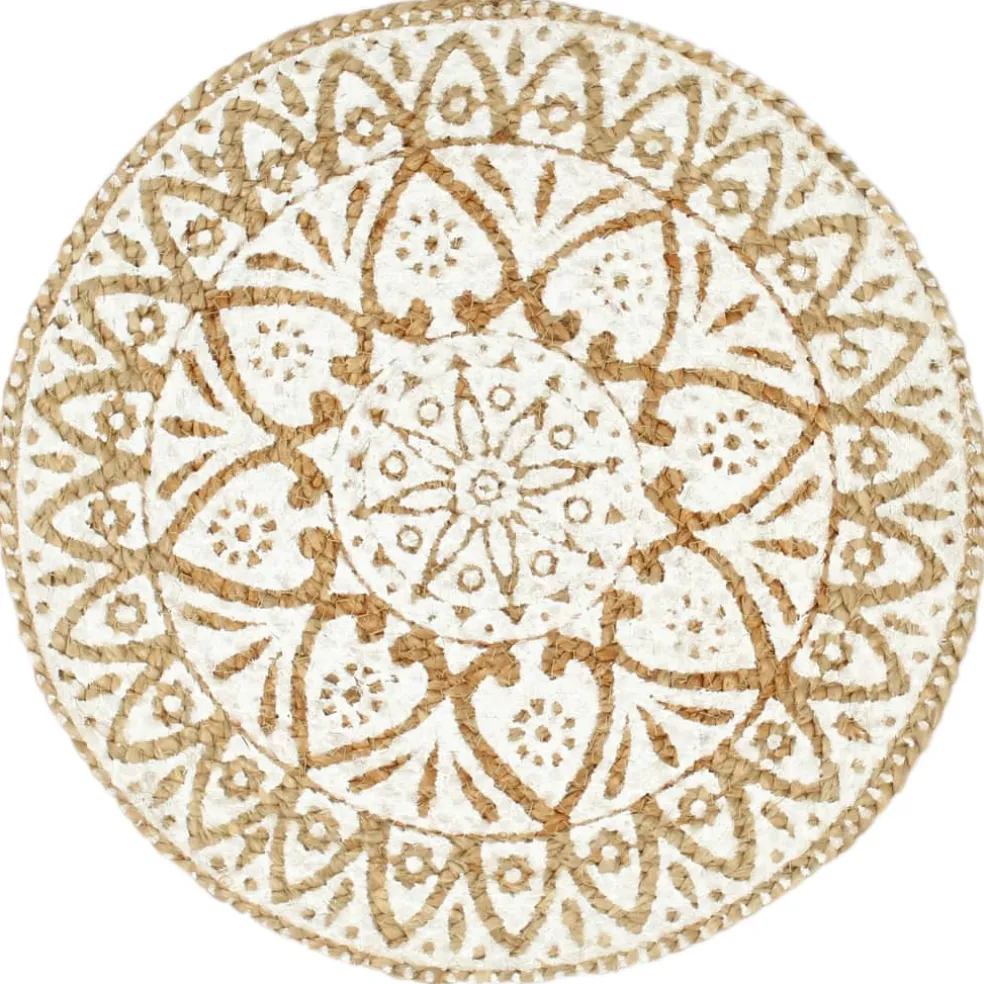 vidaXL Placemats 4 st rond 38 cm jute wit
