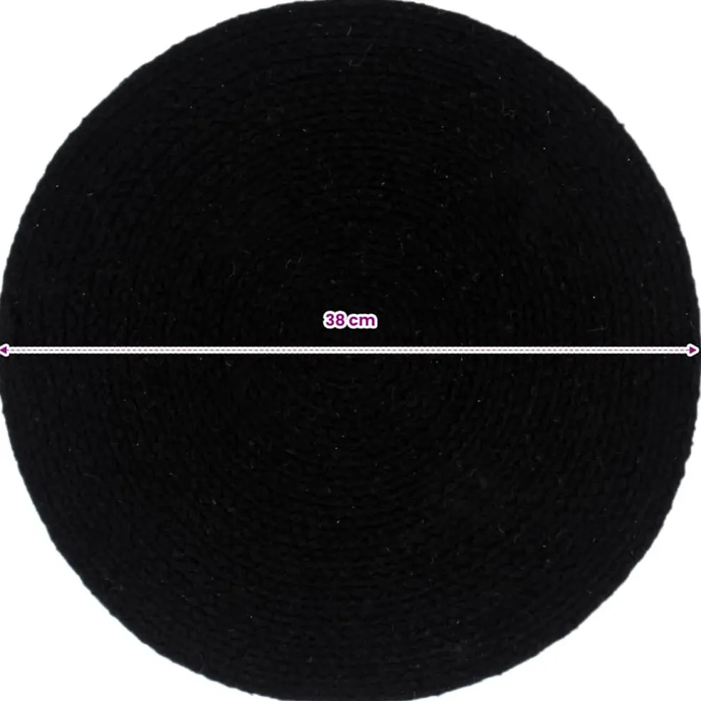 vidaXL Placemats 4 st rond 38 cm katoen effen zwart