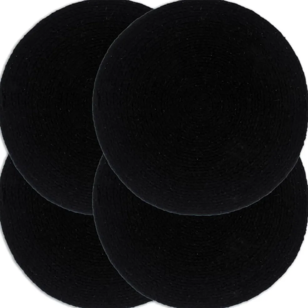 vidaXL Placemats 4 st rond 38 cm katoen effen zwart