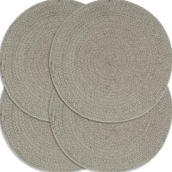 vidaXL Placemats 4 st rond 38 cm katoen effen grijs