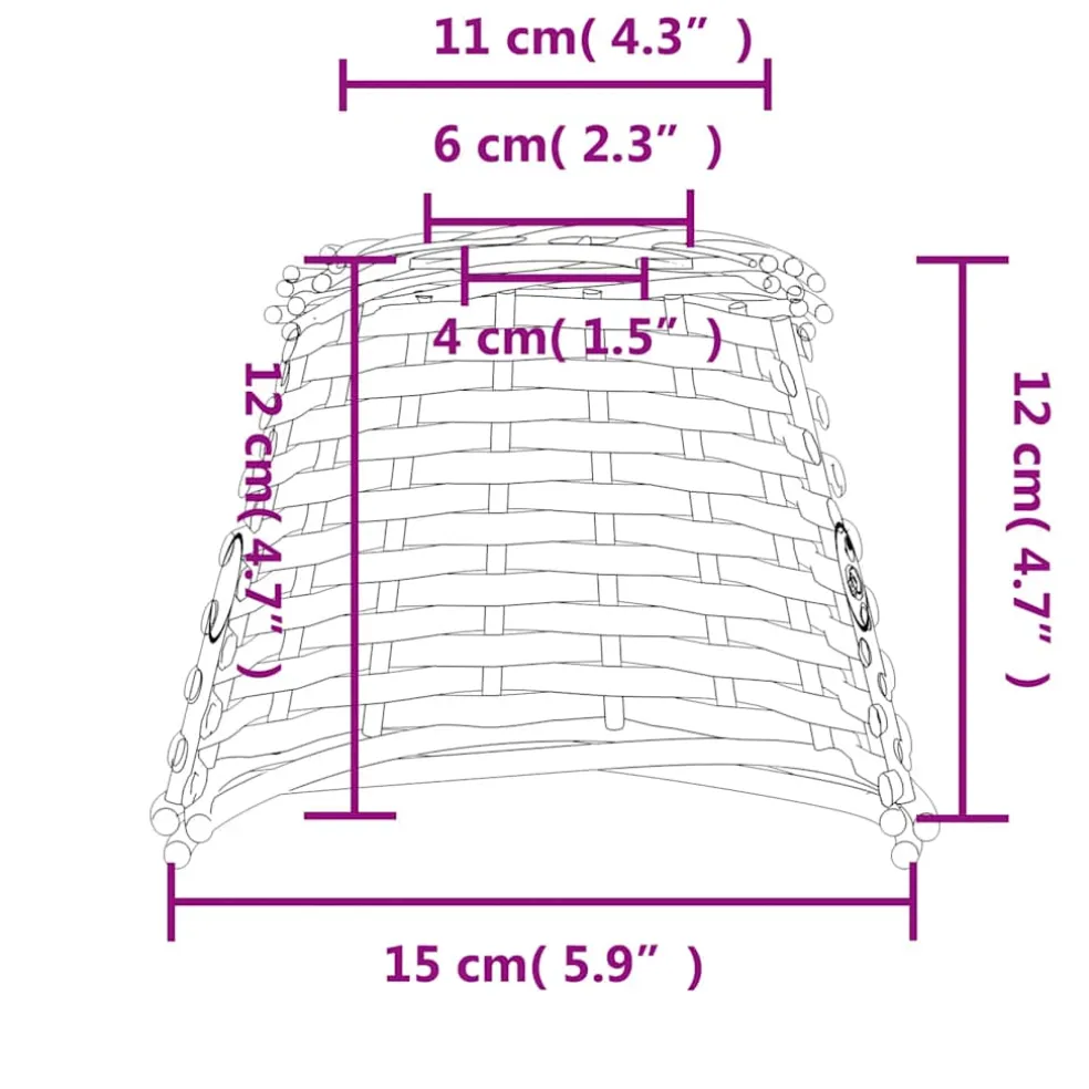 vidaXL Plafondlampenkap Ø15x12 cm wicker wit