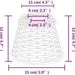 vidaXL Plafondlampenkap Ø15x12 cm wicker wit