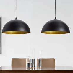 vidaXL Plafondlampen 2 st in hoogte verstelbaar halfrond zwart