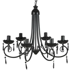 vidaXL Plafondlamp kroonluchter 6 lampjes zwart