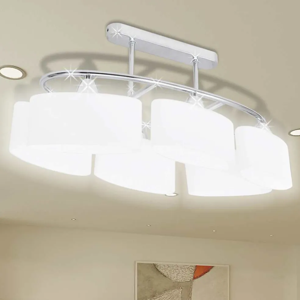 vidaXL Plafondlamp met ellipsvormige glazen kappen 2 st E14