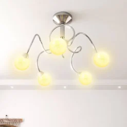 vidaXL Plafondlamp met glasbollen rond 5xG9