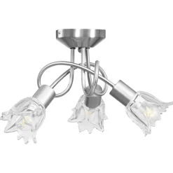 vidaXL Plafondlamp met glazen tulpvormige kappen 3xE14 transparant