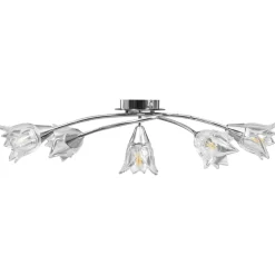 vidaXL Plafondlamp met glazen tulpvormige kappen 5xE14 transparant