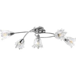 vidaXL Plafondlamp met glazen tulpvormige kappen 5xE14 transparant