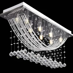 vidaXL Plafondlamp met glinsterende glas kristallen kralen 8xG9 29 cm