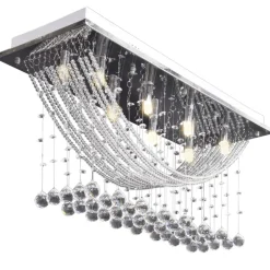 vidaXL Plafondlamp met glinsterende glas kristallen kralen 8xG9 29 cm