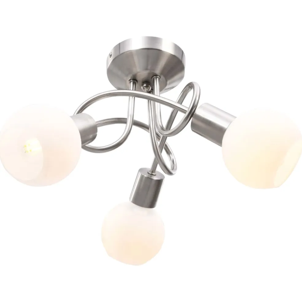 vidaXL Plafondlamp met keramieken bolvormige kappen voor 3xE14 wit