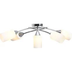 vidaXL Plafondlamp met keramieken cilindervormige kappen 5xE14 wit