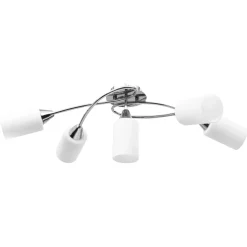 vidaXL Plafondlamp met keramieken cilindervormige kappen 5xE14 wit